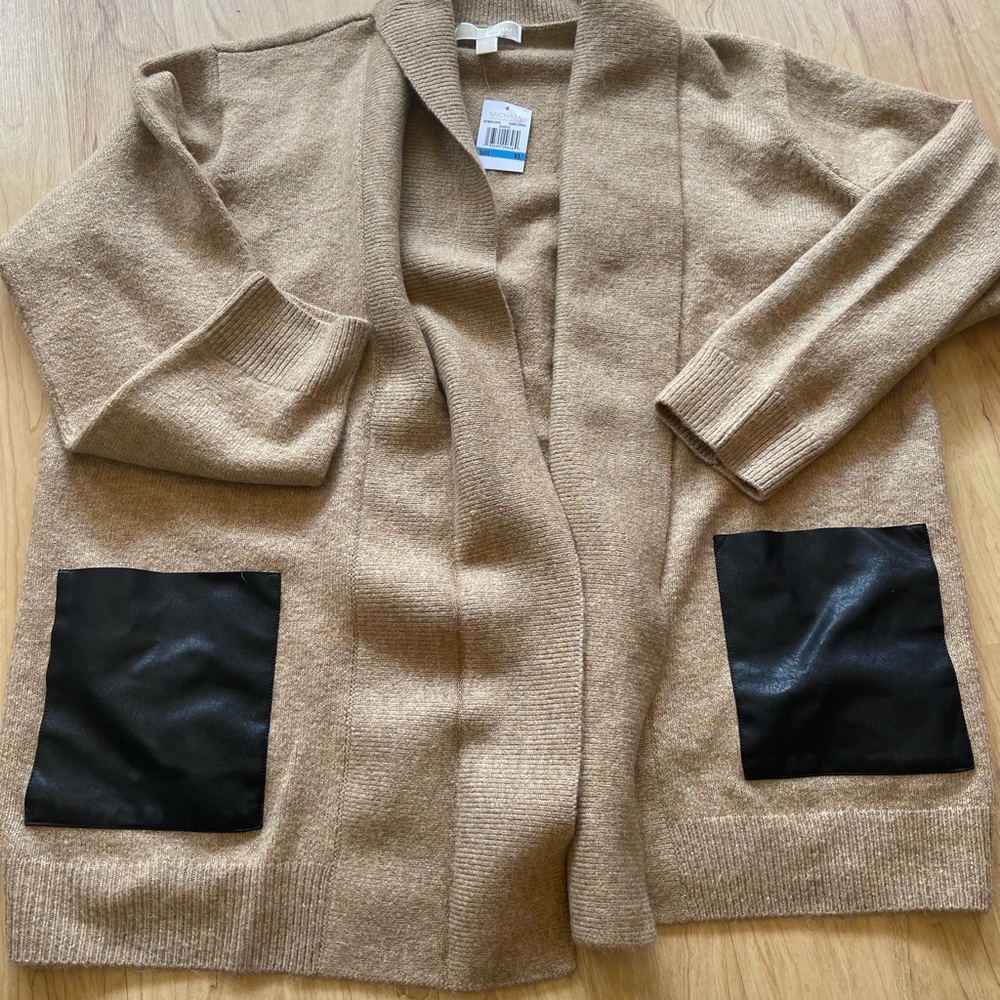 Michael Kors Faux leather pocket cardigan